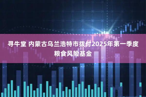 寻牛堂 内蒙古乌兰浩特市拨付2025年第一季度粮食风险基金