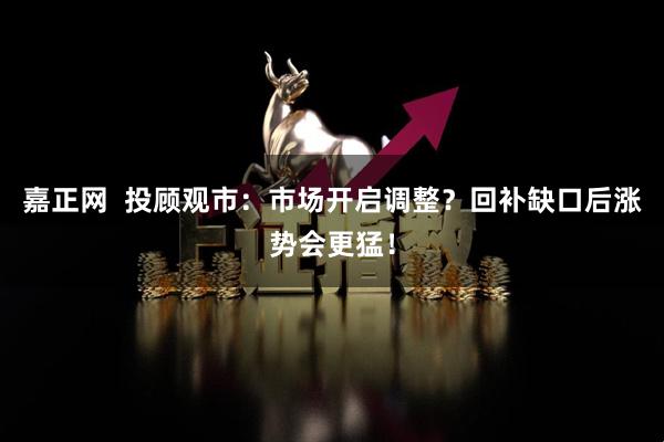 嘉正网  投顾观市：市场开启调整？回补缺口后涨势会更猛！